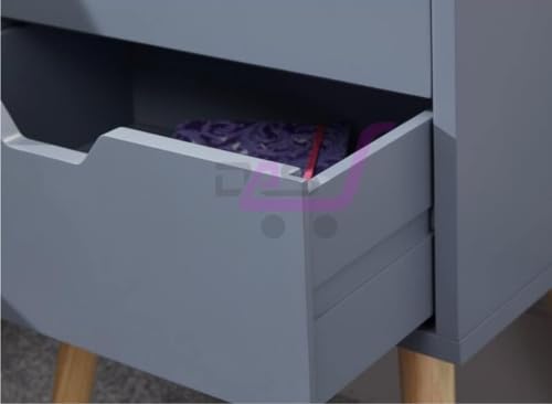 Image of Night Stand,End Table for Bed Nightstand with Drawers, Side Table with Storage, Solid Wood Table Legs,A Shaped Suitable for Small Spaces, Living Room, Bedroom, White (Grey)