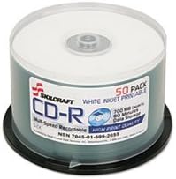 SKILCRAFT 7045015992655 Cd-R Disc, 700mb/80min, 52x, Printable, Spindle, 50/pk