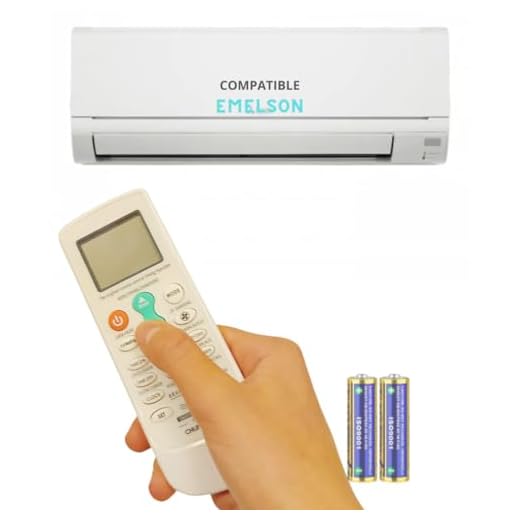 Mando Aire Acondicionado Compatible con EMELSON/Emerson - Incluye *Soporte + Pilas Incluidas* - Mando a Distancia Compatible con Aire Acondicionado EMELSON - Mando Compatible.