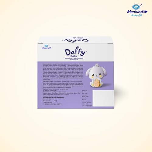 Daffy by Mankind Syndet Bar 300g | Cleansing & Moisturising | Soap-Free | Dermatologist Recommended for baby | Mild & Safe for Sensitive Baby Skin Pack of 4