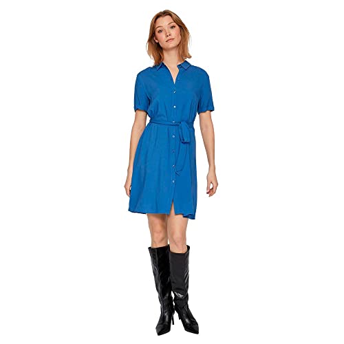 Vila Damen Vipaya S/S Shirt Dress/Su - Noos Kleid, Kentucky Blue/AOP:lika,...