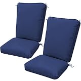 Uthem 2 Pack Adirondack Chair Cushions, Waterproof & UV-Resistant Outdoor Rocking Chair Cushion Set, Removable Seat Pads with 4 Ties for High Back Dining or Patio Chairs, Navy Blue