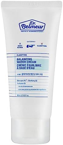DR. BELMEUR Clarifying Balancing Water Cream (2.7fl oz) - Oil-Moisture Balance, Lightweight Hydrating Moisturizer, Korean Skin Care. Fragrance-Free.