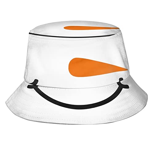 Christmas Snowman Face Bucket Hat Fashion Reversible Bucket Hat for Men Women Teens