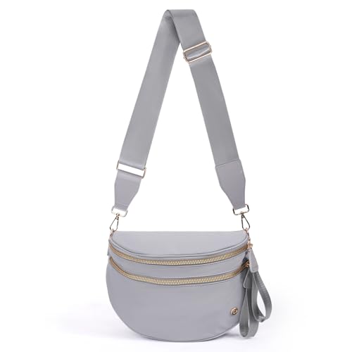 Image of Womens Crossbody Bag, Spacious Nylon Bum Bag Trendy Shoulder Purse with Adjustable Strap Zipped Travel Essentials