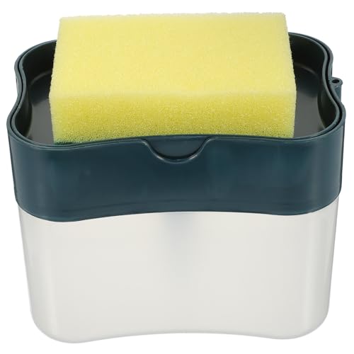 NUOBESTY 2 in 1キッチンソープディスペンサー スポンジホルダー 食器用洗剤コンテナ シンク用 多機能収納 透明底便利 省スペース設計 1セット 色指定不可