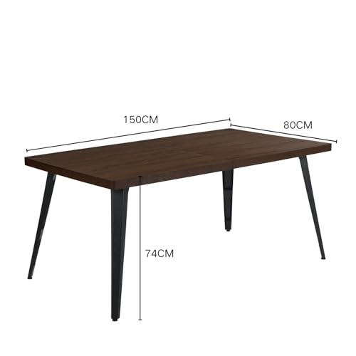 FurnitureR Esstisch 150cm Vintage Effekt Küchentisch mit Heavy Duty Metallbeinen Moderner hölzerner rechteckiger Esstisch für 4-6 Person Esszimmer Restaurant Apartments, braun