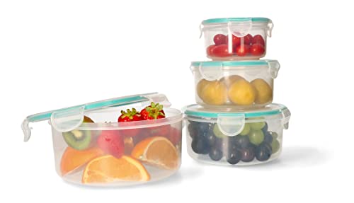 KOTARBAU® 4 x Recipientes de plástico para comida 0,4L; 0,8L; 1,5L; 2,3L, Fiambrera, Bote redondo, Contenedor, Tupper para almacenamiento de alimentos, Taper de plástico con cierre hermético, 4 uds