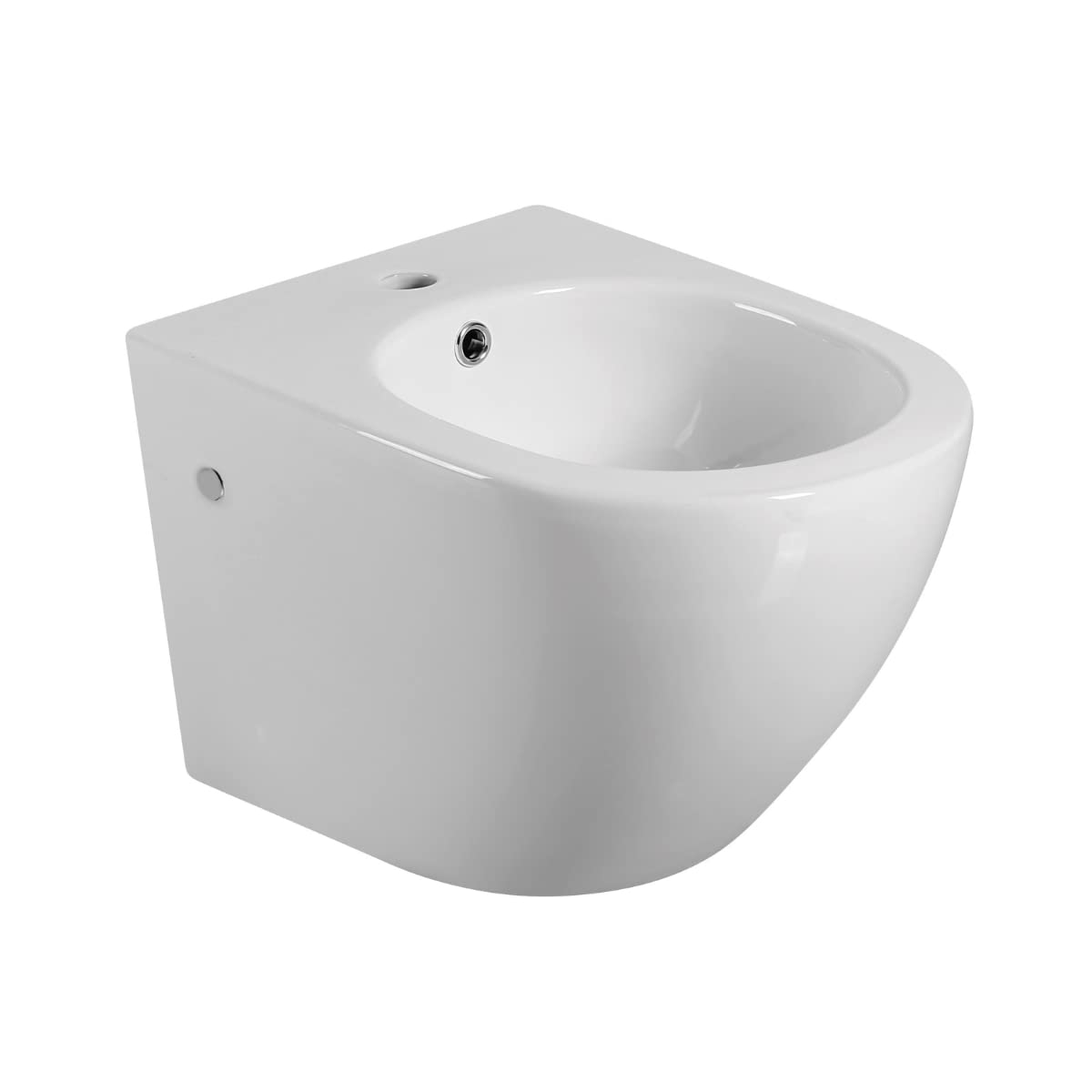 Bidet Suspendido Cerámico de Baño | Bidé al Aire Fondo Reducido Sin Tapa Redondo Cerámico Moderno y Fácil Limpieza | Blanco Brillo
