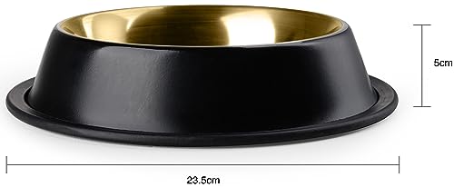 StilGut Aluminium Feeding Bowl for Dogs and Cats 0.4 L, Dog Bowl, Cat Bowl, Water Bowl - Black/Gold, 400 ml - Image 3