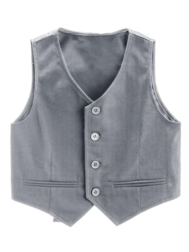 Kids Vest for Boys Formal Suit Vest V Neck Button Down Waistcoat Wedding Outfit3