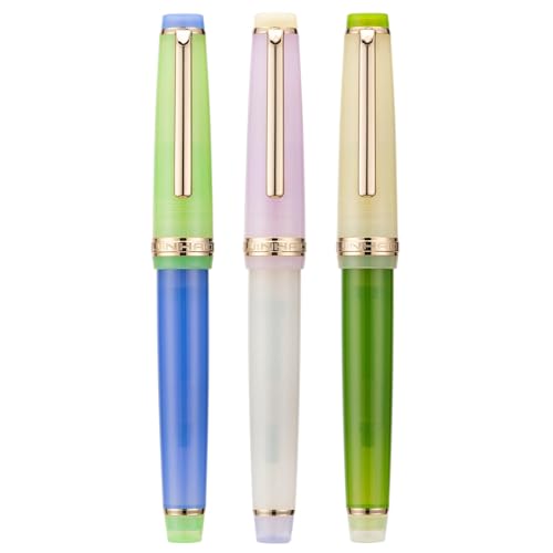 Stylos-plume transparents haut de gamme EPANO avec plumes dorées en acrylique ciselé