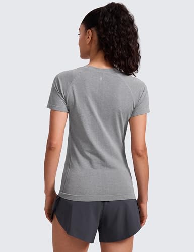 Image of CRZ YOGA Seamless T-Shirt Hip Length | Training, Chafe-Free, Slim Fit, Raglan Sleeves, Mesh Vents, Workout, Short Sleeve Tops for Women