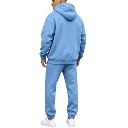Mens Sweat Suits 2 Piece Set Fleece Hoodie Match Sweatpants Activewear - image 3
