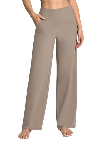 Image of BUBBLELIME Women High Waist Wide Legs Yoga Pants Loose Sweatpants Pockets | 29 inch /31 inch /33 inch /35 inch /37 inchInseam,2 Styles / Dress /Basic,Lounge,Comfy,Stretch Casual Work