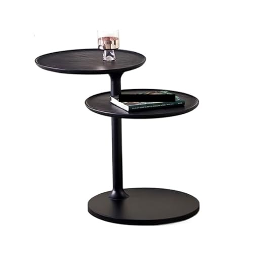 eexbz Sofa Round Wood Side Table with Rotatable Tabletop, 2 Tier Coffee End Table Nightstand for Living Room, Bedroom, Small Spaces, Modern Home Decor Bedside Table Sofas for Living Room