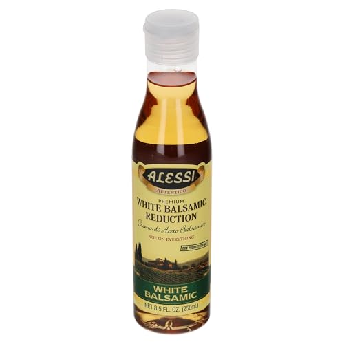 Alessi Balsamic Vinegar Reduction, Autentico From Italy, Ideal On Caprese Salad, Fruits, Cheeses, Meats, Marinades, White Balsamic (White Balsamic, 8.5 Fl Oz (Pack Of 1))