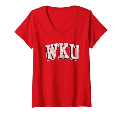 Womens Western Kentucky Hilltoppers Retro Arch Red V-Neck T-Shirt