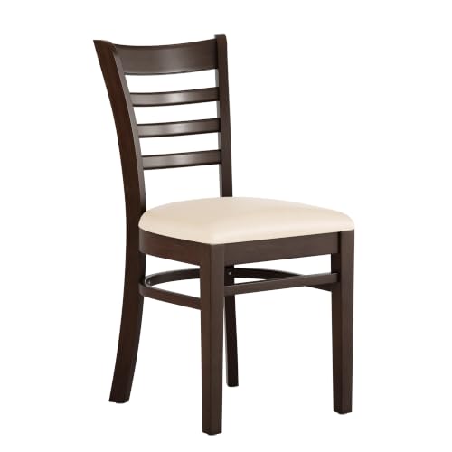 Image of Flash Furniture Hercules Ladder Back Wood Chair - Vinyl Seat, Walnut /Tan