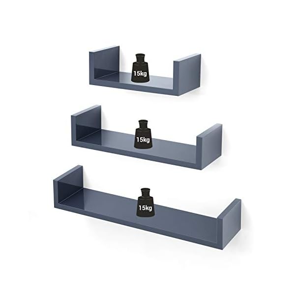 SONGMICS Wall Shelf Set of 3 Floating Shelves Storage 60/45/30 cm MDF Weight Capacity 15 kg - Image 7