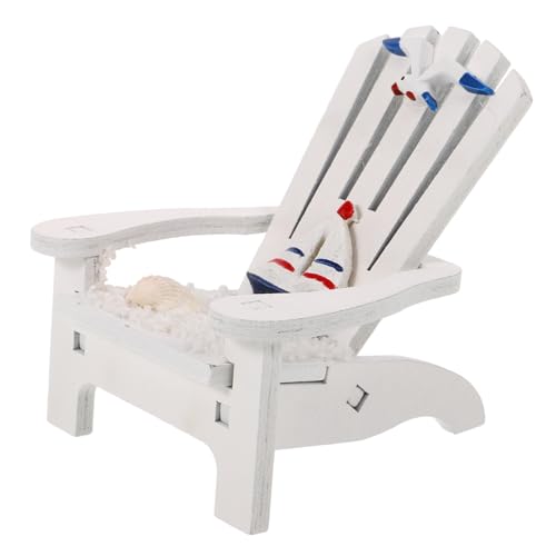 DOITOOL Mini Chaise de Plage Bois Décorative Modèle Miniature Style Méditerranéen Ornement de Table Unique pour Décoration Bord de Mer Ambiance Nautique...