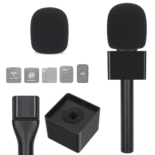 YOUSHARES Interview GO Adaptador de Mano - Mango de Micrófono para Rode Wireless GO II Mic, Wireless Me/Pro, dji Mic 2, con Espuma de Cubierta de Micrófono