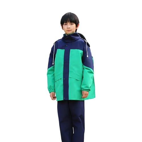 [Formemory] レインコート キッズ 上下セット ポンチョ レインスーツ 子供 女の子 男の子 カッパ子供 ゴム付きの袖 ランドセル対応 透明窓付き 防風 防水ハイネック 通学 子供用 雨具 遠足 梅雨対策 携帯ポーチ付き 雨具