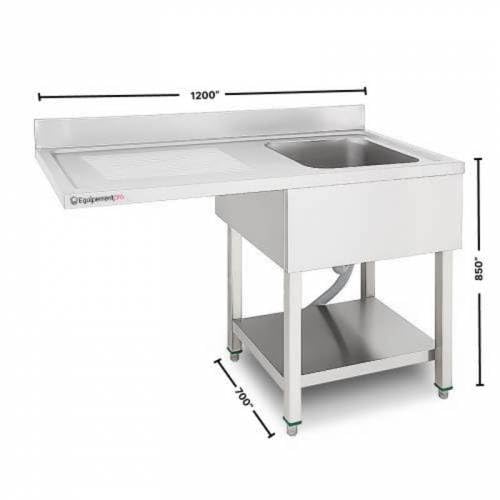 Plonge Professionnelle 1 Bac Inox 120x70 cm – Meuble Évier avec Emplacement Lave-Vaisselle – Idéal Restaurant, Cuisine CHR, Traiteur – Équipement Robuste et Hygiénique – Equipementpro