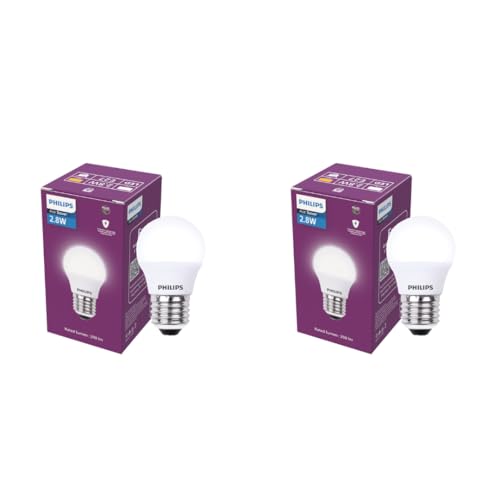 Image of PHILIPS 2.8W LED Frosted Candle Bulb | Cool White 6500K | E27 Base | Energy Efficient Decorative LED Light | Long Life & Instant Brightness | Pack of 2