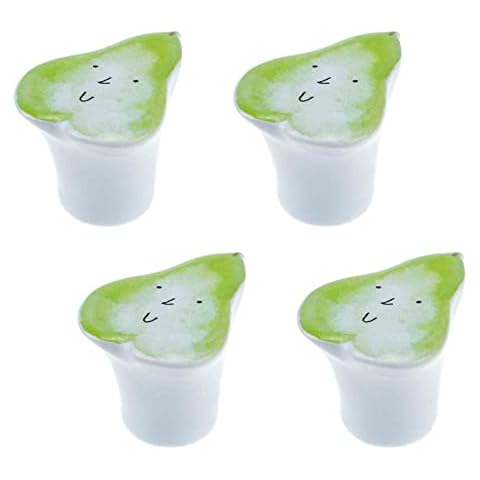 Wealrit 4 pcs Pear Cabinet Knobs Green Ceramic Knobs Cute Cartoon Knobs Funky Knobs Cover
