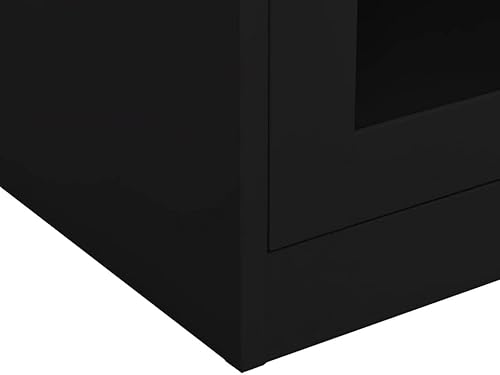 Miniatura 9 de Armario de almacenamiento de metal con 2 puertas y 1 estante ajustable, gabinete de oficina de acero negro para el hogar, garaje de oficina,