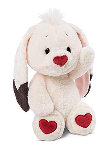 NICI Suave Juguete con diseño de corazón en Las Plantas de los pies 25cm – Conejito de Peluche para niñas, niños y bebés – Peluches para abrazar, Jugar y Regalar – Animales de Relleno, Blanco/Rojo