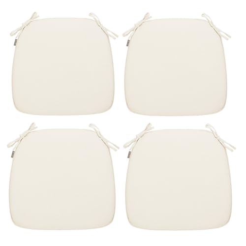 Magpie Fabrics 17"x16"x2" U-Shape Chair Cushions with Ties 4 Count, Outdoor Indoor Waterproof All Weather Seat Pads Decoration for Patio Garden Dining Office - Creamy White Deal