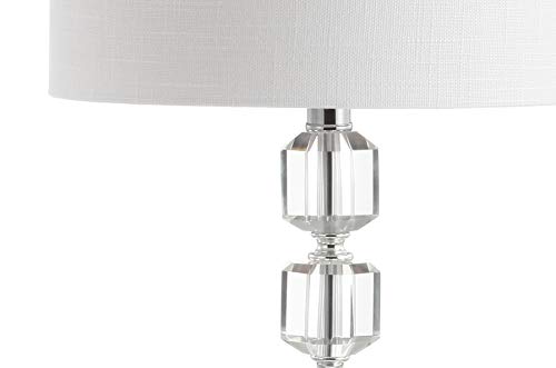 JONATHAN Y 27.5" Chrome Modern Stacked Crystal Table Lamp Set of 2 for Living Room Bedroom, Glam Bedside Nightstand Lamps, White Linen Shade, LED Bulbs Included, UL Listed JYL5053A-SET2 by JONATHAN Y - Image 5