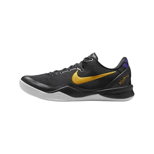 Kobe VIII Protro Basketball Shoes (HF9550-001, Black/White/Court Purple/University Gold) Size 13