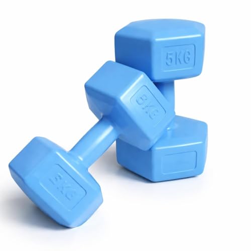 Exercise Dumbbell Set of 2 - Multi-Color Strength Training Weights for Home Workout & Fitness/Sky-Blue 5Kg