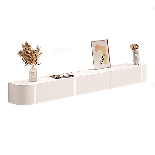 Meuble TV réglable en hauteur avec étagère flottante et portes de rangement de 140 cm