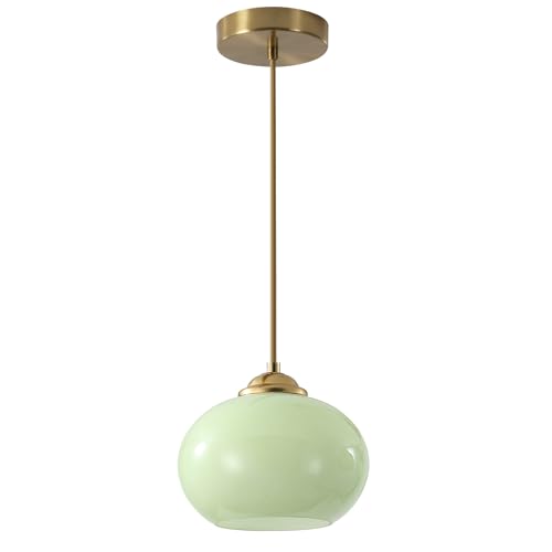 Suspension cuisine verte en verre pour illuminer votre îlot