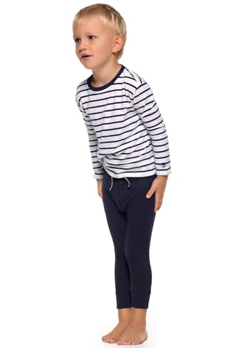 Toddlers' Long Sleeve T-Shirt - UPF 50+ Sun Protection - Coco Plum in White/Navy Stripe - Thumbnail 2