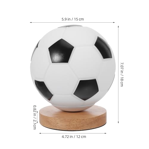 Lámpara de mesa nocturna con diseño fútbol y base de madera miniatura 6