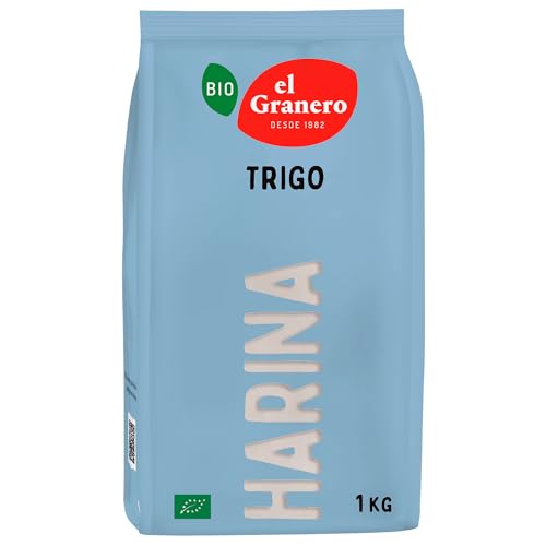El Granero Integral - Harina de Trigo BIO - 1 KG - Rica en Fibra y Nutrientes - Mejora la Digestión - Harina de Bajo Índice Glucémico - Apta para Veganos