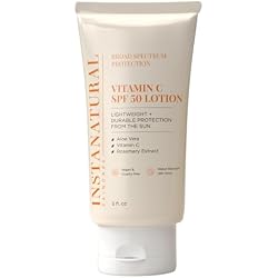 InstaNatural Vitamin C SPF 50 Lotion: Broad Spectrum Sunscreen, 5 Fl Oz | Lightweight, Non-Greasy Moisturizer for Body & Face, UVA, UVB Sunblock, Sun Protection with Aloe Vera & Botanicals