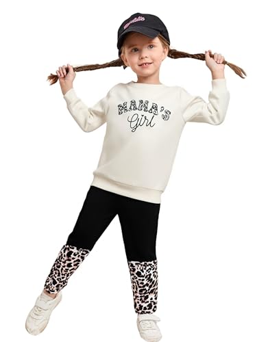 Image of OLMRJKD Kids Toddler Girls Clothes Figure Graphic Drop Shoulder Top Pullover Spotted Print Pants Fall Winter Outfit Set