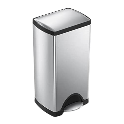 simplehuman 30 Liter / 7.9 Gallon Rectangular Step Trash Can, Brushed Stainless Steel