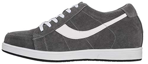 TOTO Men's Invisible Height Increasing Elevator Shoes - Gray Lace-up Suede Leather Sneakers - 2.8 Inches Taller - A1911 - Size 9 D(M) US3