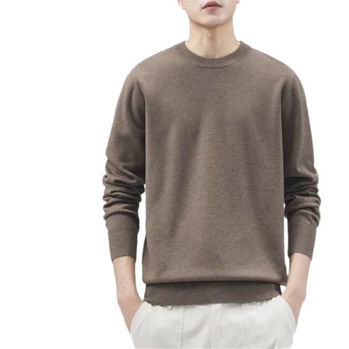 Men Self-Heating Wool Pullover Sweater Base Layer Soft Solid Color Round Neck Long Sleeve Knit Top