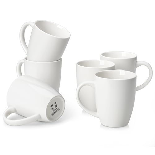 vancasso White Ceramic Coffee Mug Set of 6, 16 Oz Tea Cups with Handle for Latte, Tea, Cappuccino, Milk, Cocoa, Microwave&Dishwasher Safe