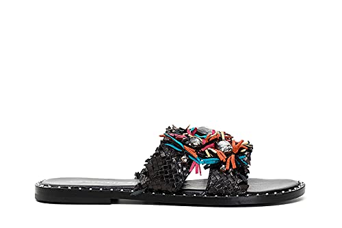 Sandales tressées multinoir 38 confortables et ornées de bijoux pour sublimer vos pieds