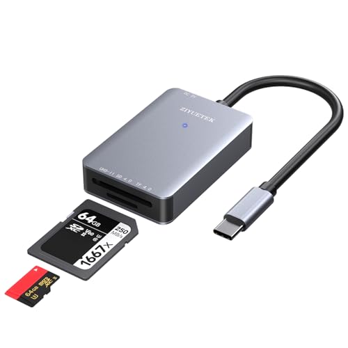 UHS-II SD Card Reader,Type-C Flash Memory Card Reader for USB C Device, SD-SDHC-SDXC-Micro SDXC-SD4.0-V90-V60-V30-1667X-2000X-1000X Memory Card and Professional Card
