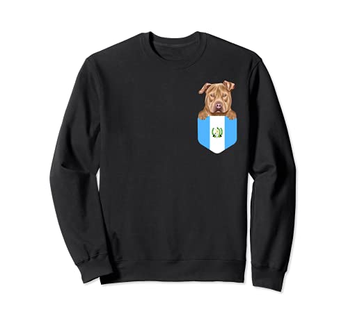 Guatemala Flag Usa Staffordshire Terrier Dog In Pocket Sweatshirt, Black